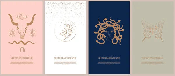 Set Mythology Mystical Illustrations Mobile App Landing Page Web Design Royalty Free Stock Vectors