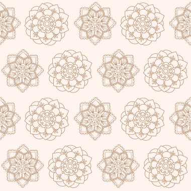 Mandala 'nın tek sıra şeklinde kusursuz deseni var. Düzenlenebilir vektör illüstrasyonu.