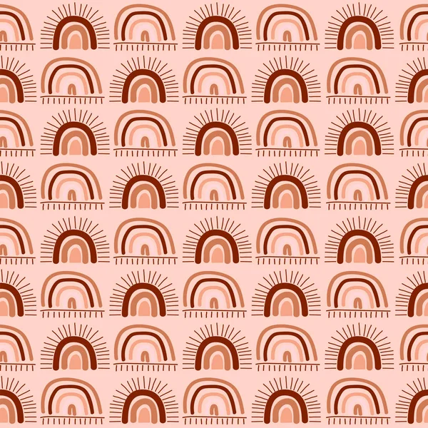 かわいいボヘミアン虹とシームレスなパターン 編集可能なベクトル図 — ストックベクタ
