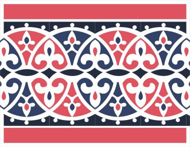  Kırmızı ve mavi arka plan üzerinde çiçek süsleme