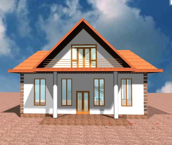 Güneş panelleri ile iki katlı köy evi
