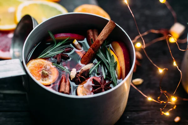 Hot Red Wine Mulled Wine Citruses Spices — Stock Photo, Image