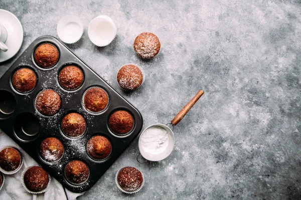 Pisang Muffin Atas Meja Sarapan — Stok Foto