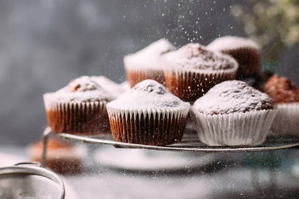 Banánové Muffiny Stole Snídaně — Stock fotografie