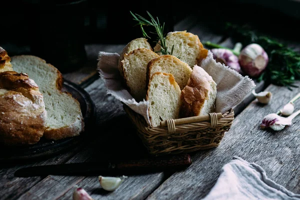 Pain Farine Blé Sur Table — Photo