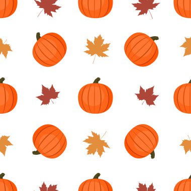 Kabaklar ve sonbahar yaprakları ile sorunsuz arka plan