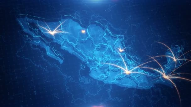 Mexico Map Background Cities Connections 4K — Stock Video