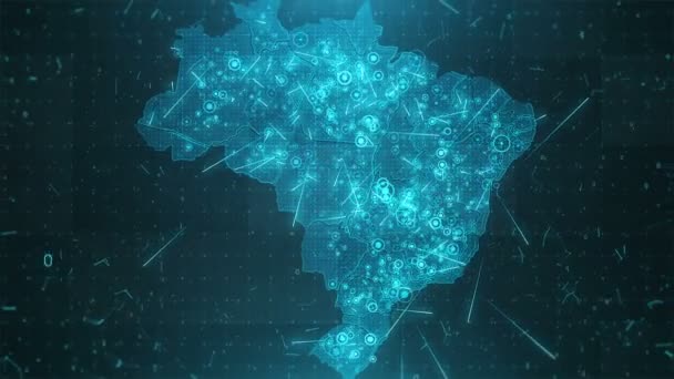 Brasil Mapa Antecedentes Ciudades Conexiones 4K — Vídeos de Stock
