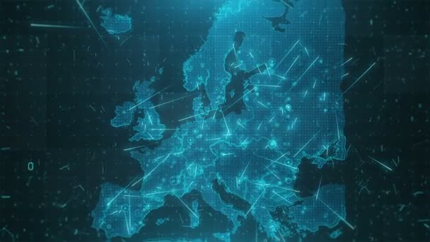 Europa Mapa Antecedentes Ciudades Conexiones 4K — Vídeos de Stock