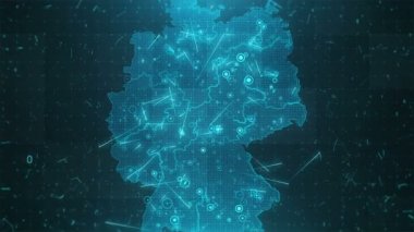 Almanya harita arka plan şehirler bağlantıları 4k