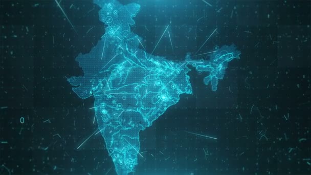 Índia Mapa de fundo Cidades Conexões 4K — Vídeo de Stock