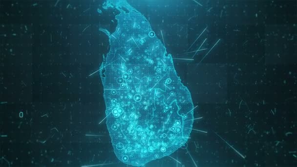 Sri Lanka Mapa de fundo Cidades Conexões 4K — Vídeo de Stock