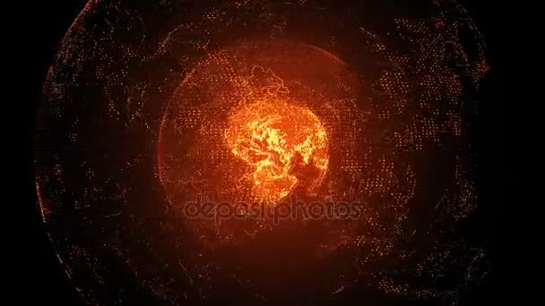旋转环红色行星地球 — 图库视频影像
