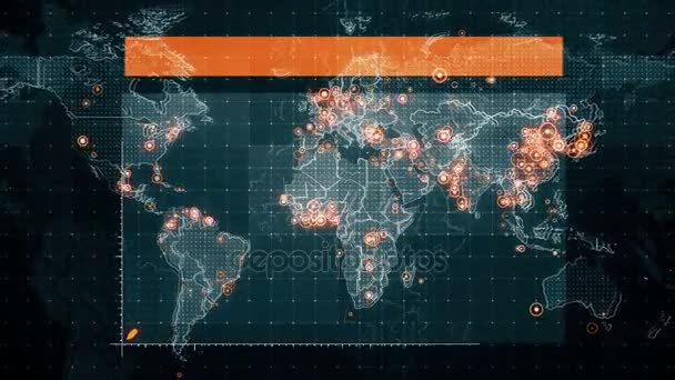 Diagrama crescente no Mapa Mundial com Textholder . — Vídeo de Stock