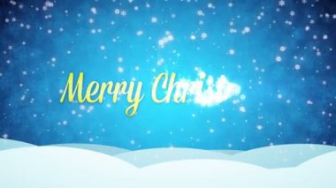 Karlı mavi animasyonlu arka plan mutlu Noeller.