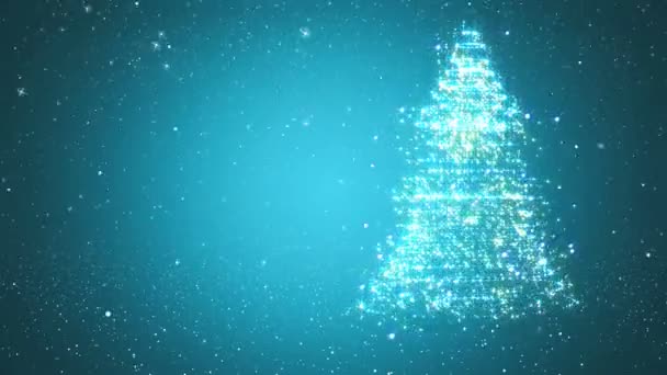 Fond bouclé avec arbre de Noël de particules magiques . — Video