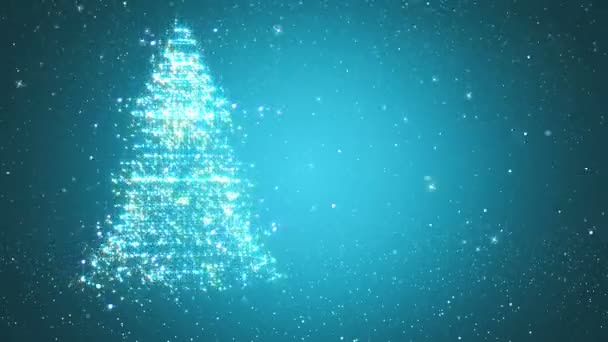 Петельный фон с рождественской елкой из волшебных частиц . — стоковое видео