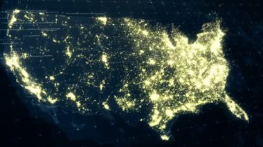 ABD harita gece aydınlatma.