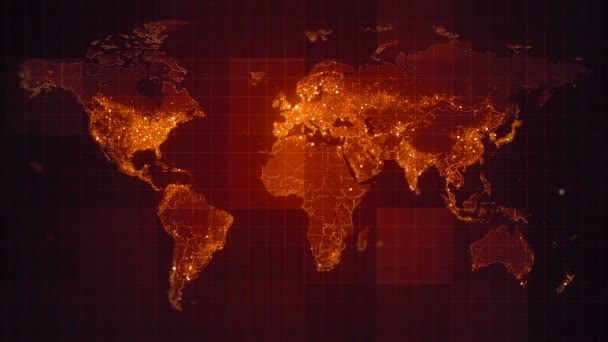Globale rote Weltkarte — Stockvideo