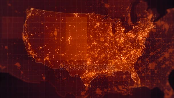 Mappa globale Red USA Loop — Video Stock