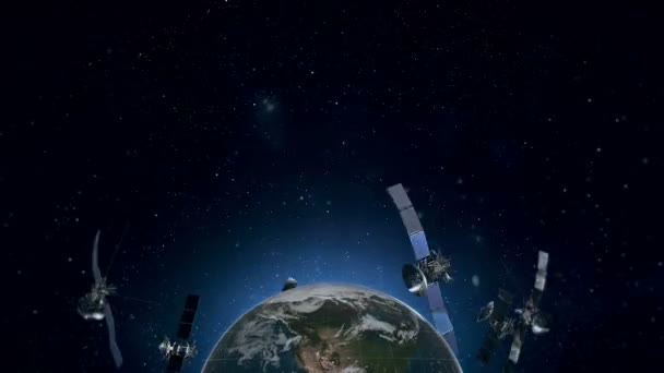 Animación en bucle de satélites de la Tierra a continuación Ver . — Vídeos de Stock