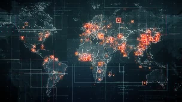 Mapa del mundo negro con líneas Cámara de retroceso . — Vídeo de stock