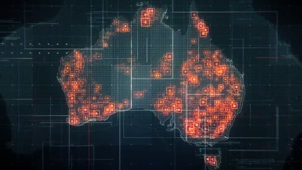 Mapa de Australia negro con líneas Cámara de retroceso . — Vídeos de Stock