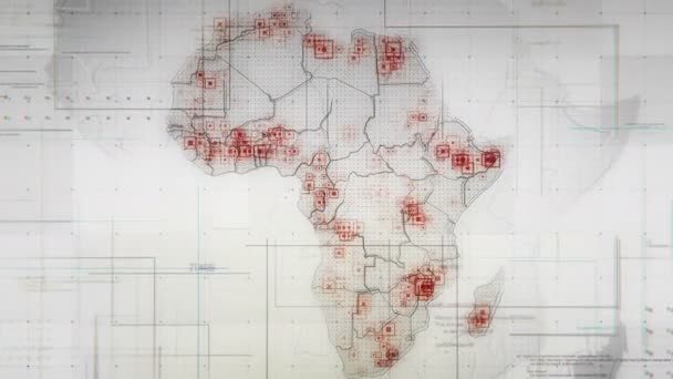 Mapa de África blanca con líneas Cámara de retroceso — Vídeos de Stock