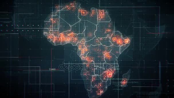 Mapa da África negra com linhas Rollback Camera — Vídeo de Stock