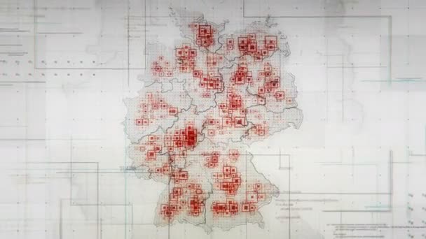 Mapa blanco de Alemania con líneas Cámara de retroceso — Vídeos de Stock