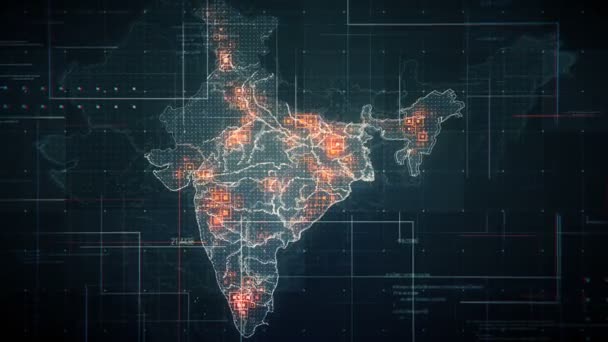 Svart Indien karta med linjer Rollback kamera — Stockvideo