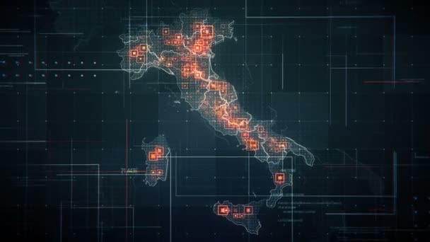 黑色的意大利地图与线回滚摄像机 — 图库视频影像