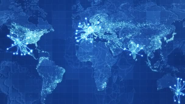Rede de mapas globais azuis Rollback — Vídeo de Stock