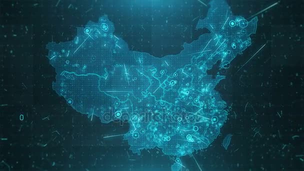Chine mapę tło miasta połączenia 4k — Wideo stockowe
