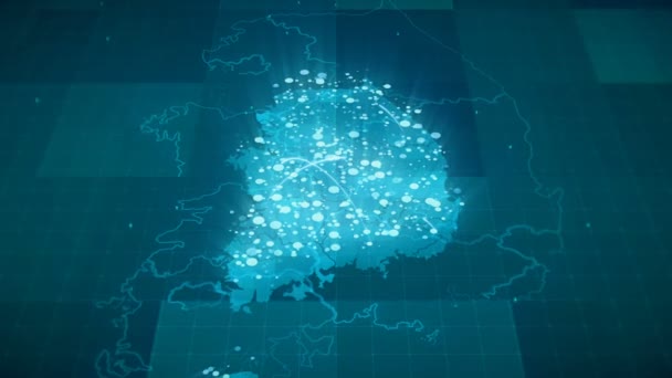 Globalizzazione Corea del Sud Mappa Animazione — Video Stock