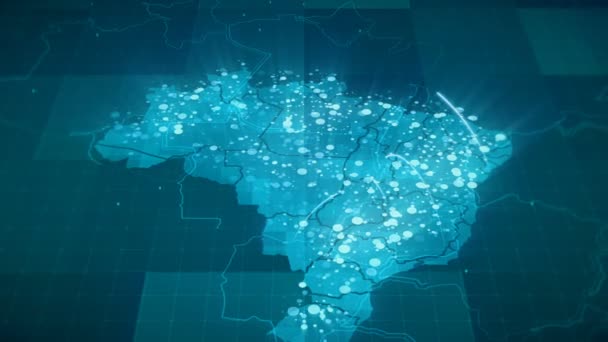Глобализация Бразилия Map Animation — стоковое видео