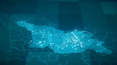 Bu animasyon şehirler veya diğer göstergeler önemli merkezleri arasında bağlantı ile mavi Georgia Haritası. Mükemmel için: epik videoları, yüksek teknoloji promosyon, dinamik slayt gösterileri, motivasyon tanıtım, römorklar, bilim-kurgu açacakları, teknoloji cinematics.