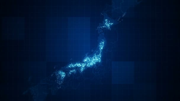 Japon Cartes Éclairage Nocturne Carte Japon Animée Boucle Avec Des — Video