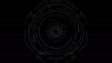 Canlandırılmış devre hatları ve elementlerden oluşturulan Circle Hud stok videosu. Bu görüntüler teknoloji temalı projeler için uygundur.