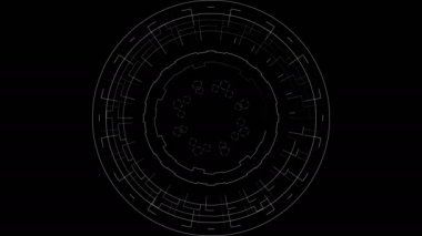 Canlandırılmış devre hatları ve elementlerden oluşturulan Circle Hud stok videosu. Bu görüntüler teknoloji temalı projeler için uygundur.
