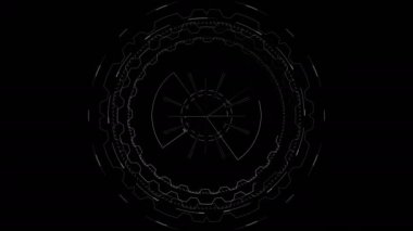 Canlandırılmış devre hatları ve elementlerden oluşturulan Circle Hud stok videosu. Bu görüntüler teknoloji temalı projeler için uygundur.