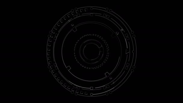 Cercle HUD stock vidéo créée à partir de lignes de circuits animés et des éléments. Ces images conviennent à des projets avec des thèmes technologiques .