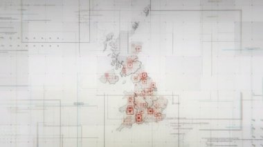  Beyaz Birleşik Krallık haritası görsel efektler, kare göstergeler ve farklı yerlerde canlandırılmış çizgiler. Slayt gösterileri, sunum, fragmanlar, bilim kurgu açılışları ve benzeri şeyler için mükemmel..