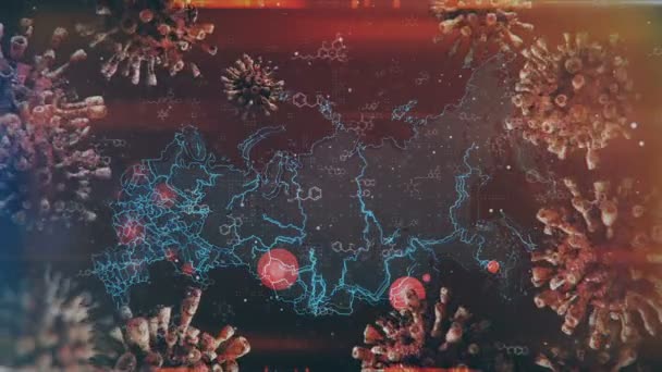 Rörlig Grafik Karta Över Ryssland Med Lokalisering Och Spridning Epidemin — Stockvideo