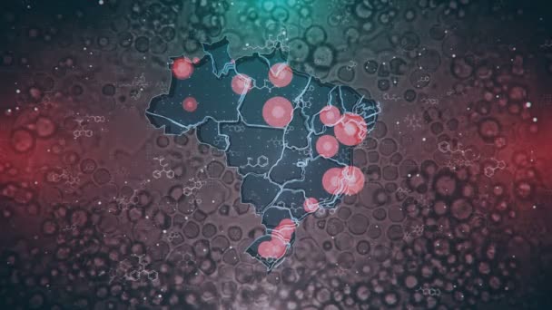 Mapa Gráfico Movimiento Brasil Con Localización Propagación Brotes Epidémicos Peligros — Vídeos de Stock