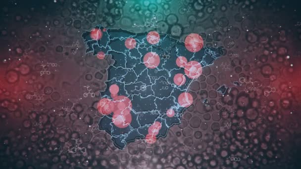 Mapa Gráfico Movimento Espanha Com Localização Propagação Surto Epidêmico Risco — Vídeo de Stock