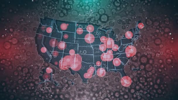 Harta Grafică Sua Localizarea Răspândirea Epidemiei Pericolul Biologic Sistemele Sănătate — Videoclip de stoc