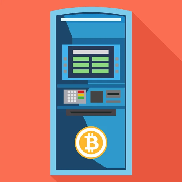 Банкомат Bitcoin плоским — стоковий вектор