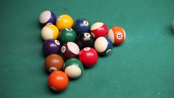 Young woman playing billiard — Stock Video