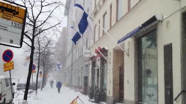 도시에서 헬싱키, 핀란드-2012 년 1 월: 눈 — 비디오